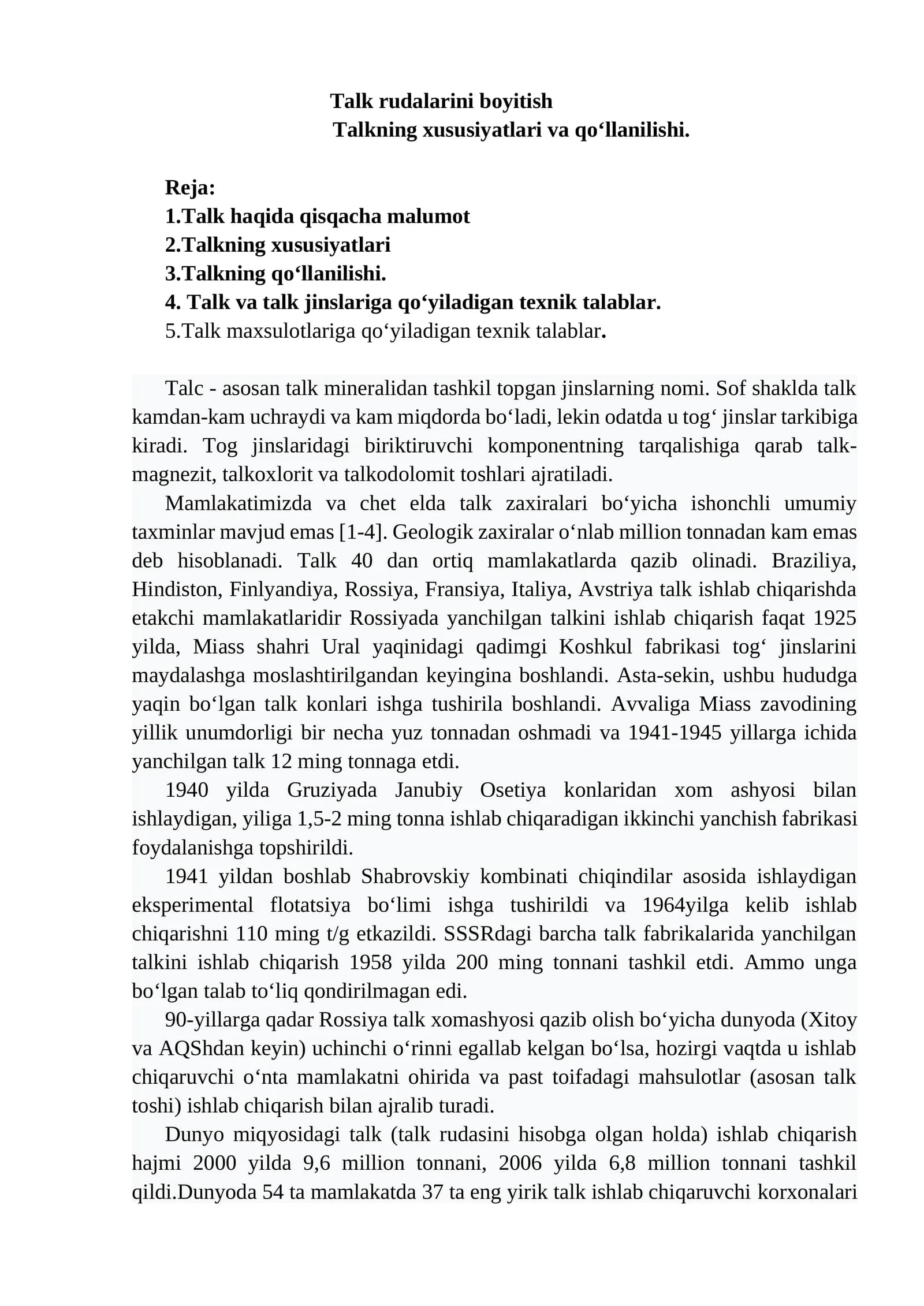 Talk rudalarini boyitish
