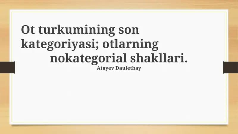 Ot turkumining son kategoriyasi