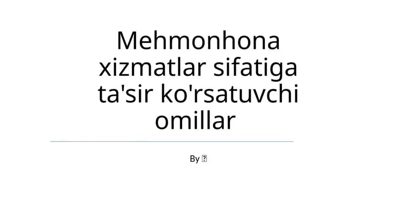 Xizmat sifatini o'lchash va yaxshilash
