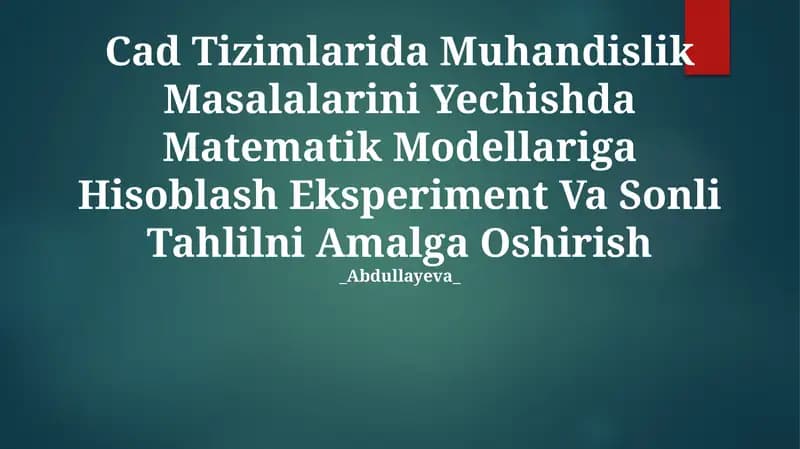 Matematik modellarni qo'llash