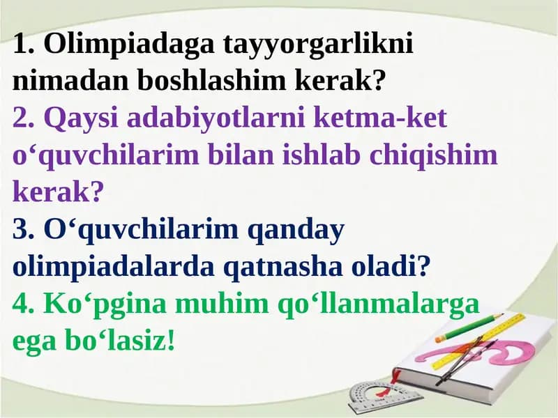 IXTISOSLASHTIRILGAN MAKTAB VA IXTISOSLASHTIRILGAN SINFLARDA MATEMATIKA FANINI O‘QITISH BO‘YICHA TAKLIF VA TAVSIYALAR.