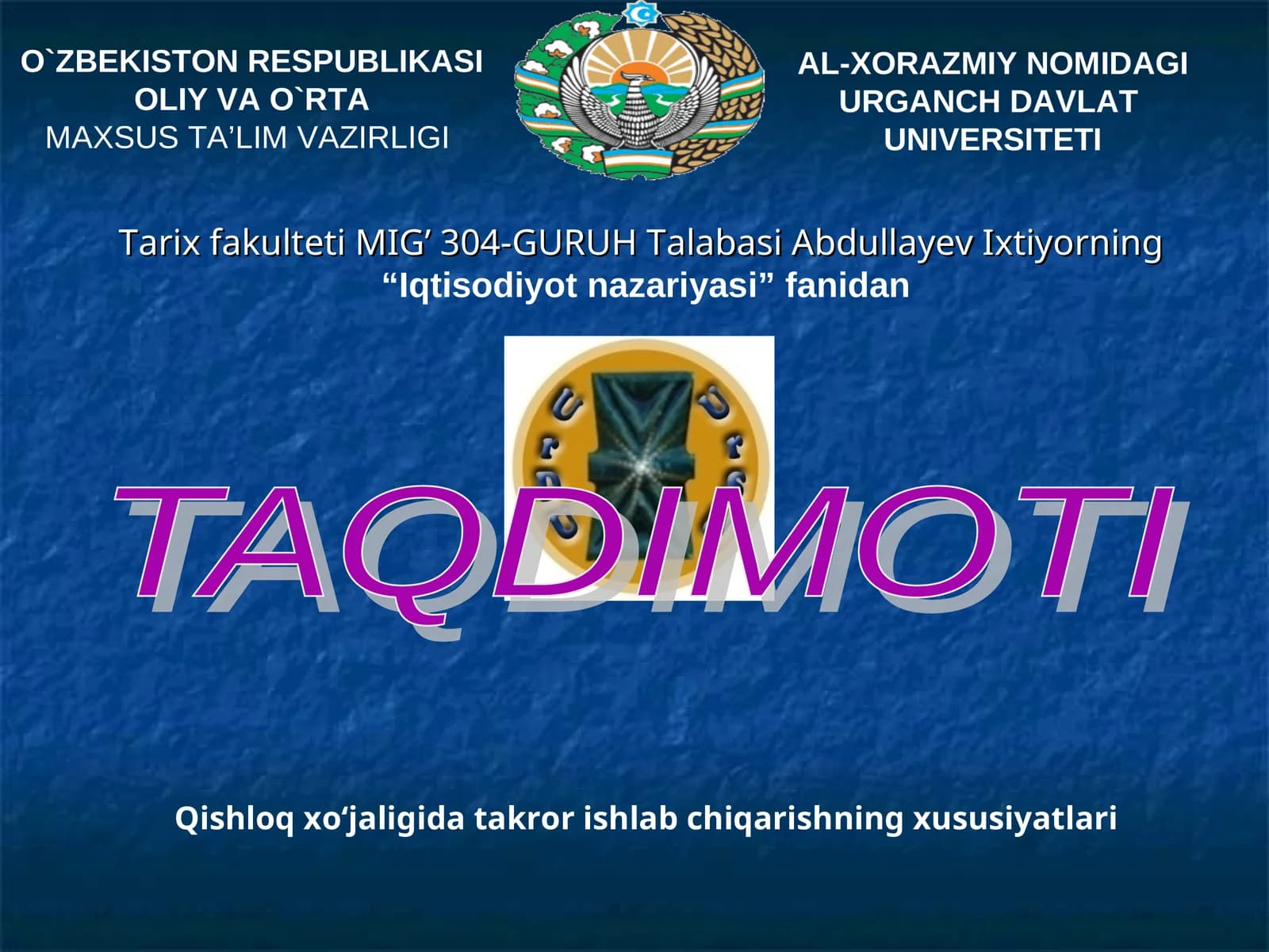 Qishloq xo‘jaligida takror ishlab chiqarishning xususiyatlari