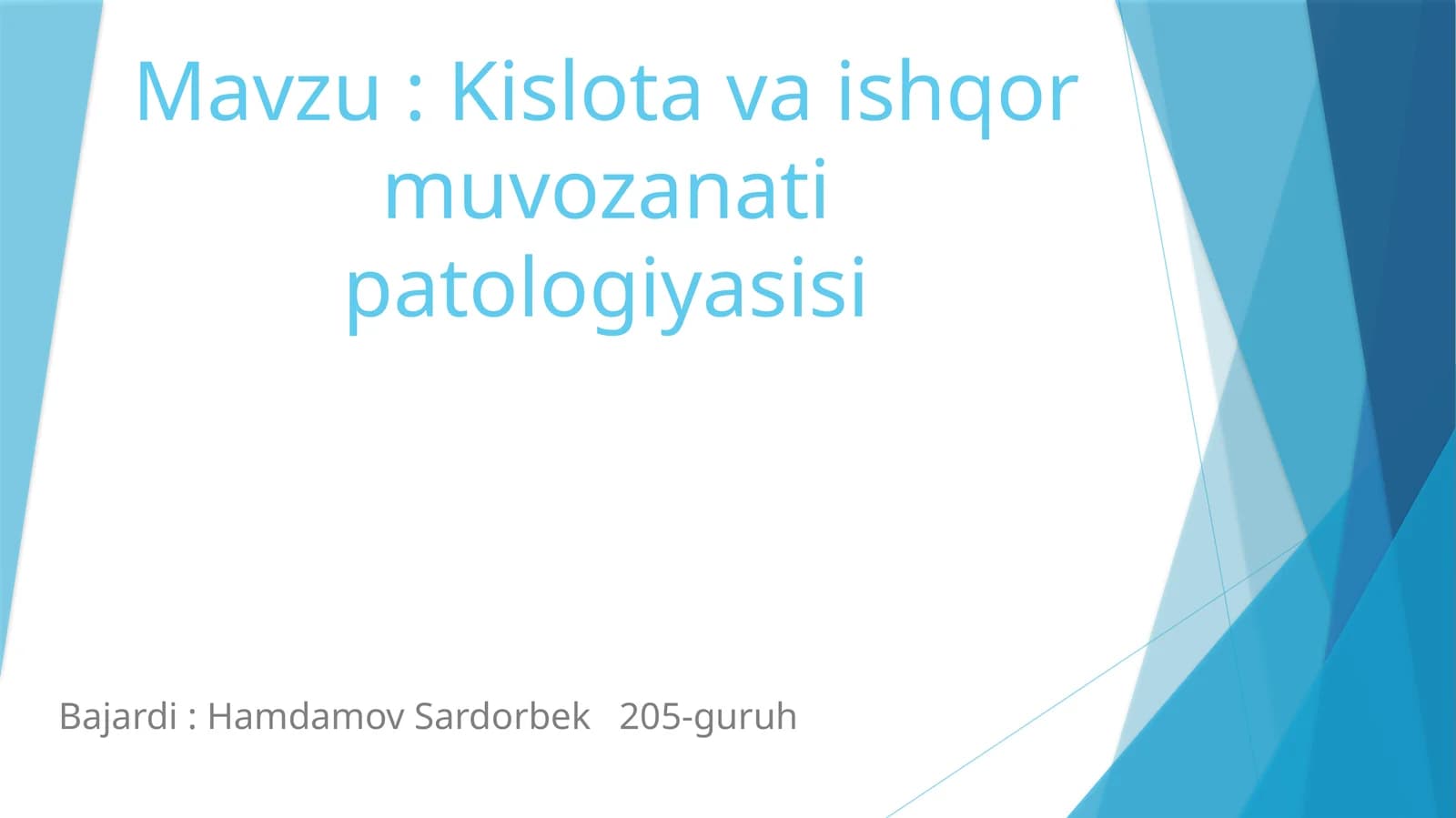 Kislota va Ishqor muvozanati patofiziologiyasi