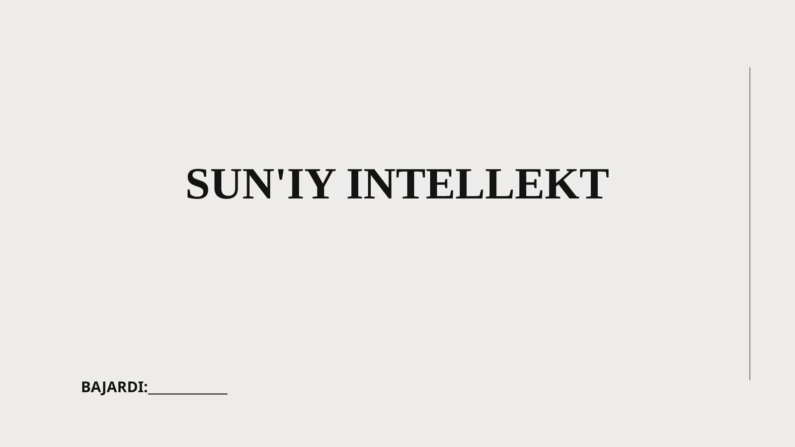 SUN'IY INTELLEKT