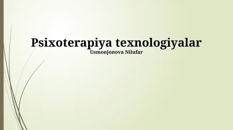 Psixoterapiya Texnologiyalar