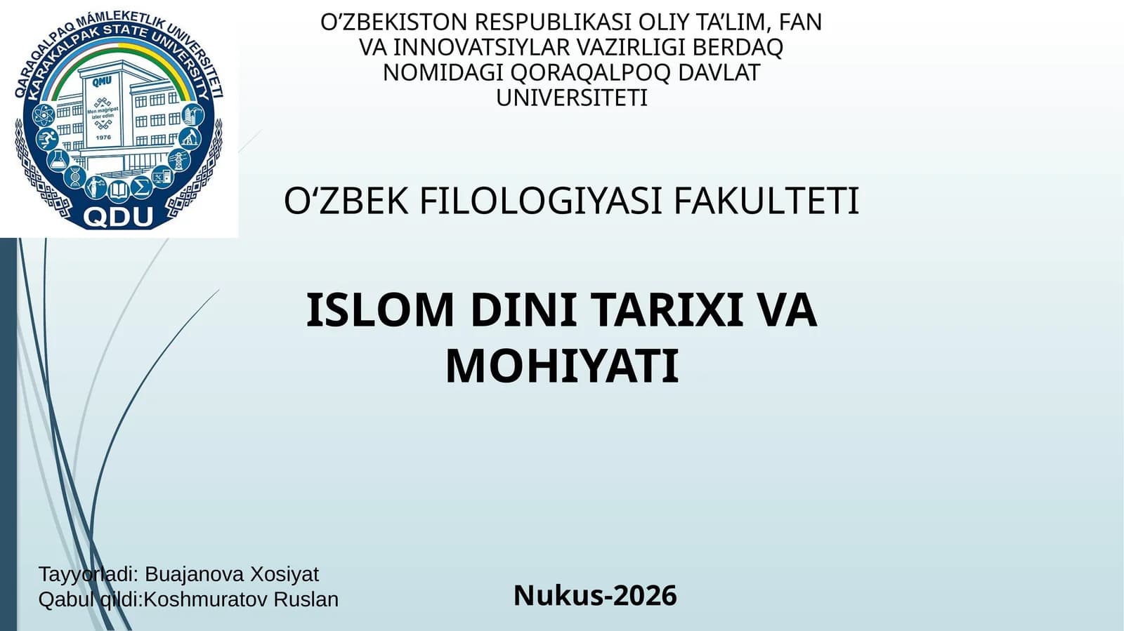 ISLOM DINI TARIXI VA MOHIYATI