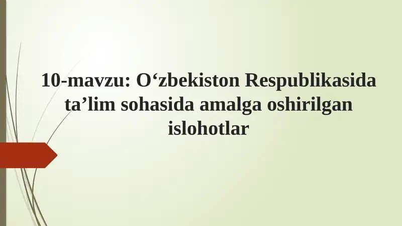 O‘zbekiston Respublikasi data’lim sohasida amalga oshirilgan islohotlar