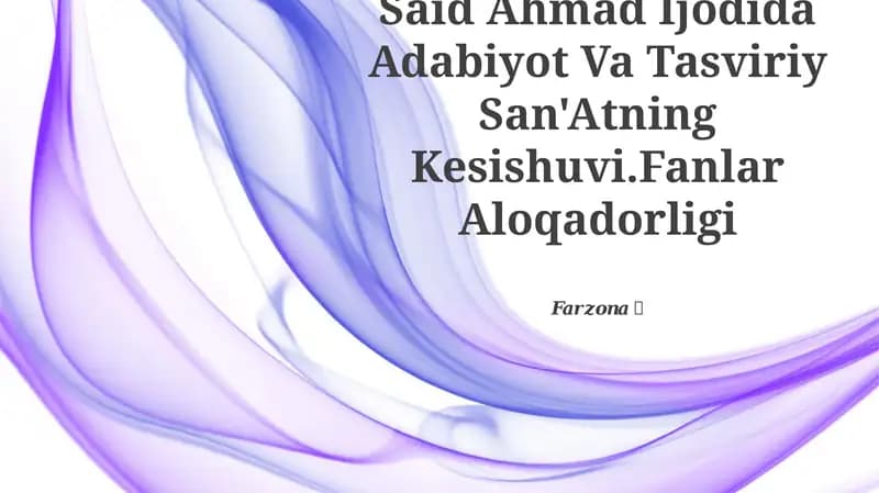 Adabiyot Va Tasviriy San'atning Kesishuvi