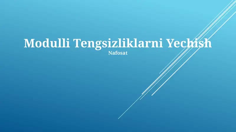 Modulli Tengsizliklarni Yechish