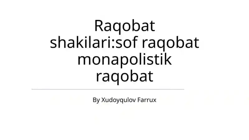 Monopolistik Raqobat