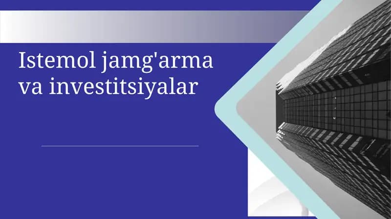 Istemol,jamgʻarma va investetsiyaning iqtisodiy mohiyati