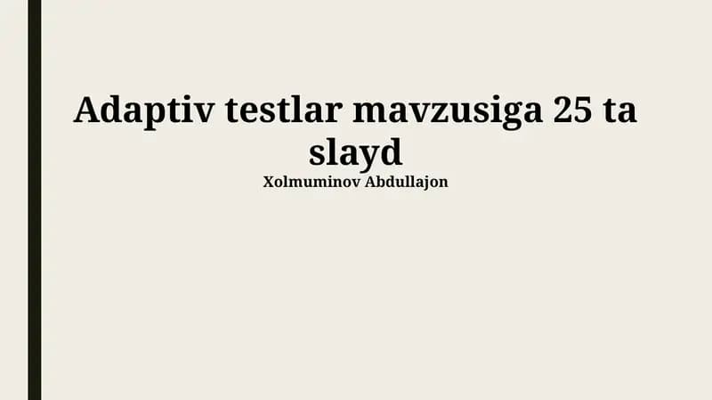 Moslashuvchan sinovlash algoritmlari