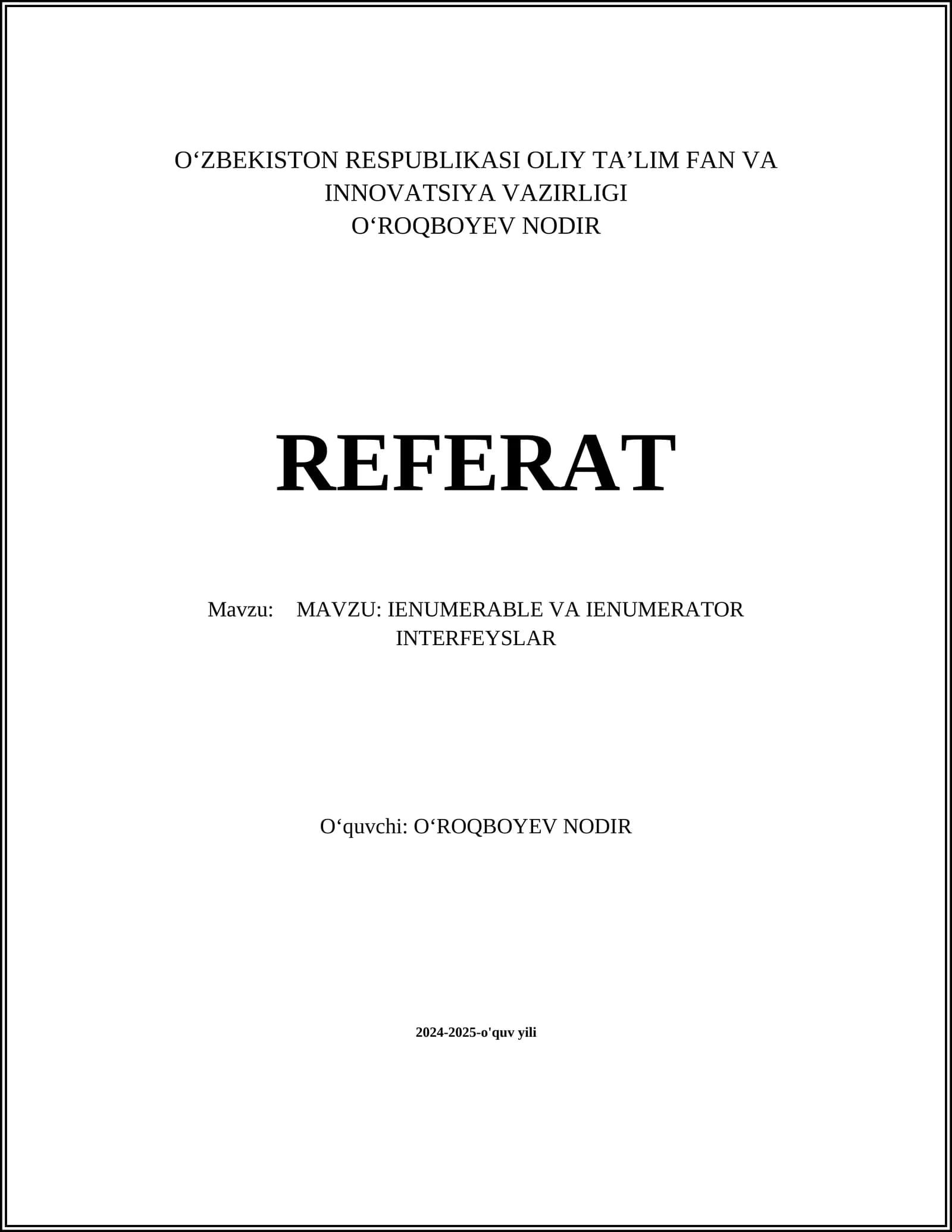 IENUMERABLE VA IENUMERATOR INTERFEYSLAR