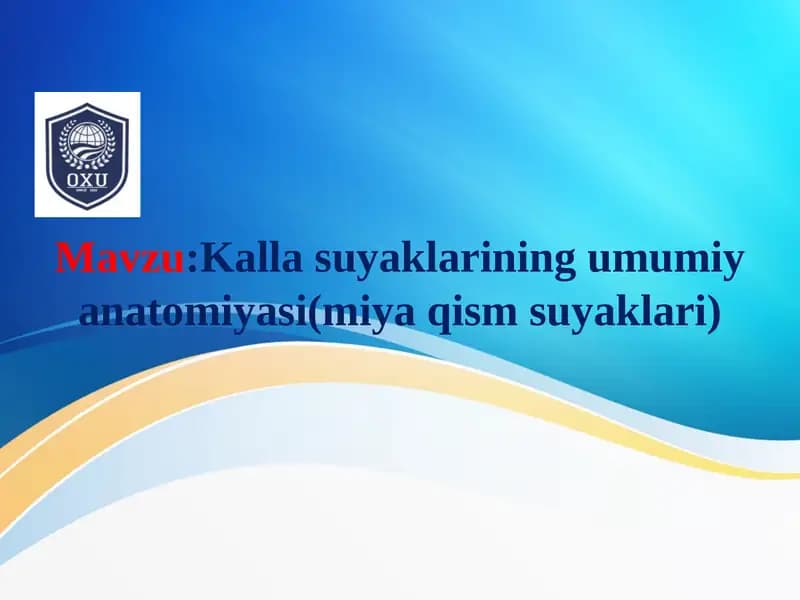 Kallasuyaklarining umumiyanatomiyasi(miyaqismsuyaklari)
