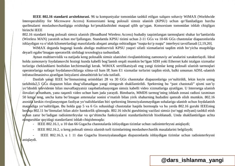 IEEE 802.16 standarti arxitekturasi