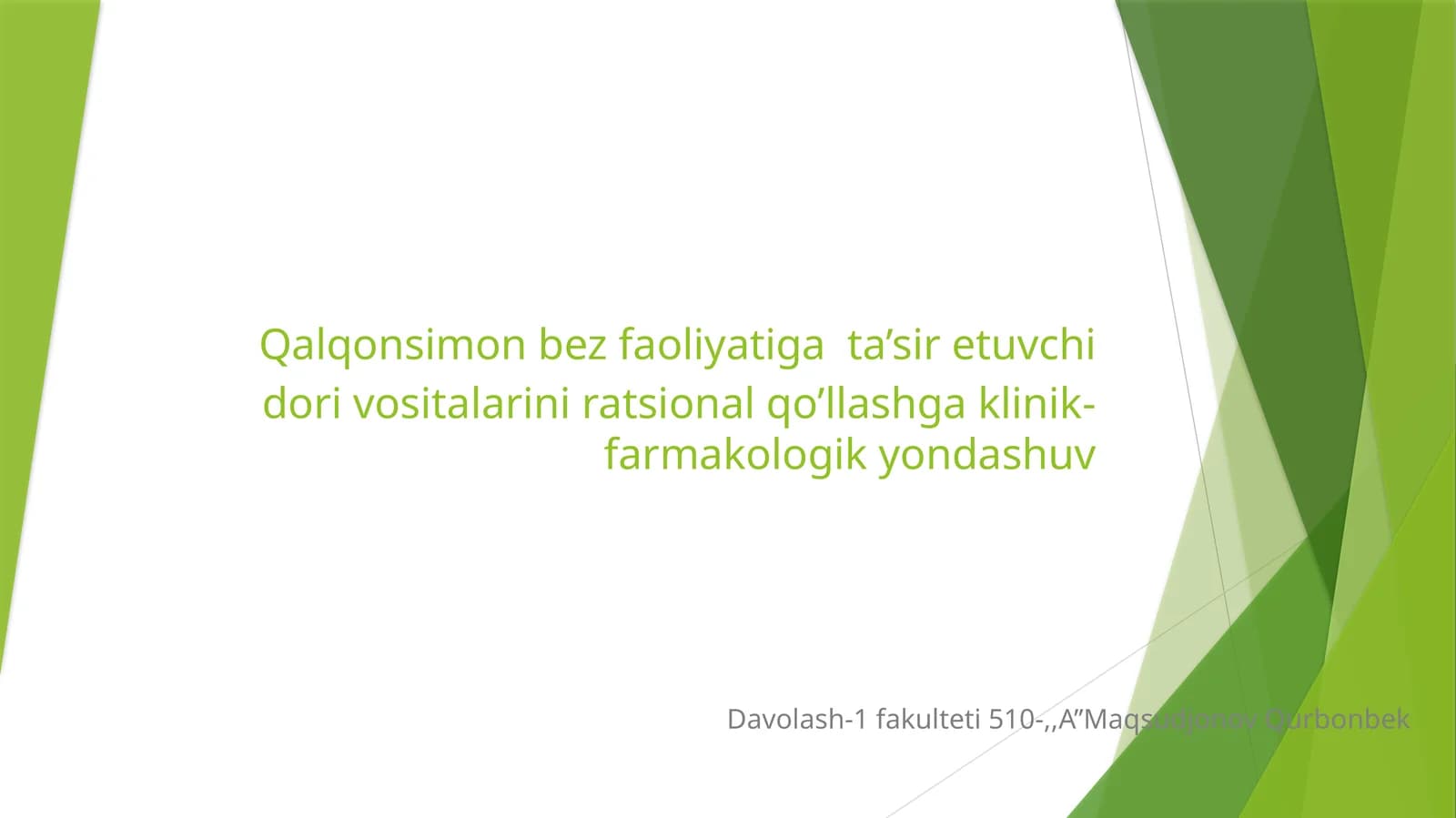 Qalqonsimon bez faoliyatiga ta’sir etuvchi dorivor vositalarini ratsional qo’llashga klinik-farmakologik yondashuv