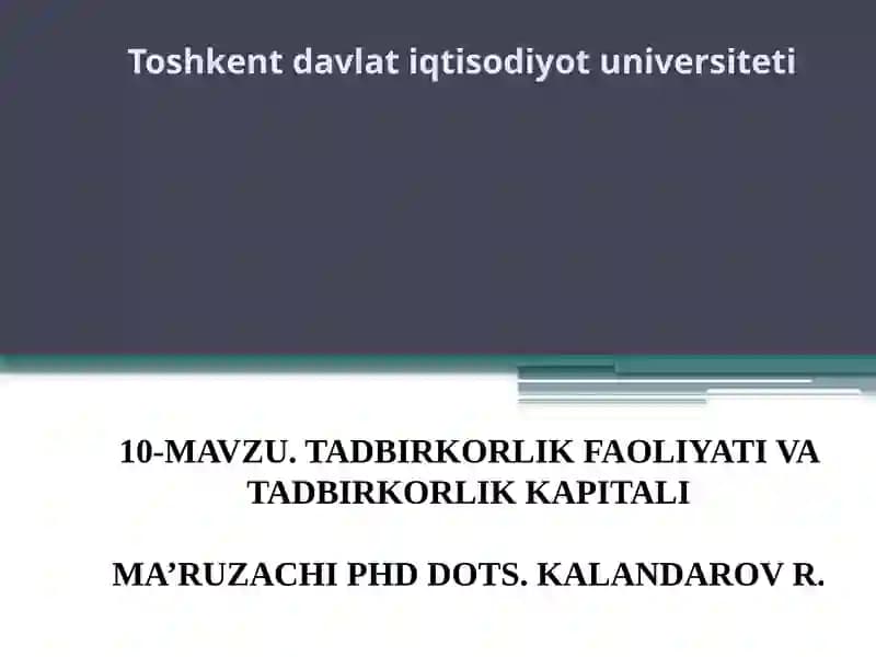 TADBIRKORLIK FAOLIYATI
