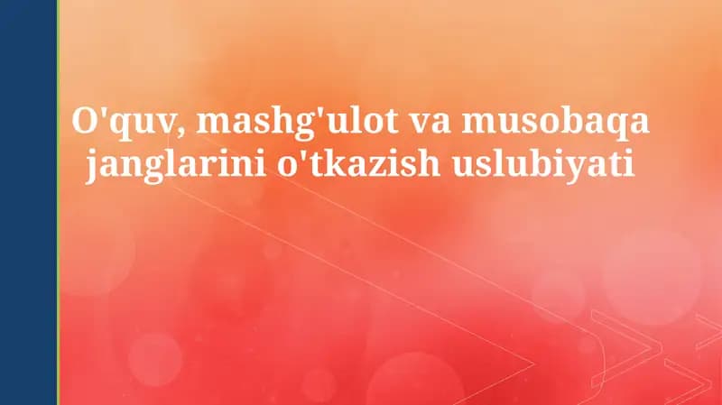 Mashg'ulotlar va Musobaqalarga Tayyorgarlik Metodologiyasi