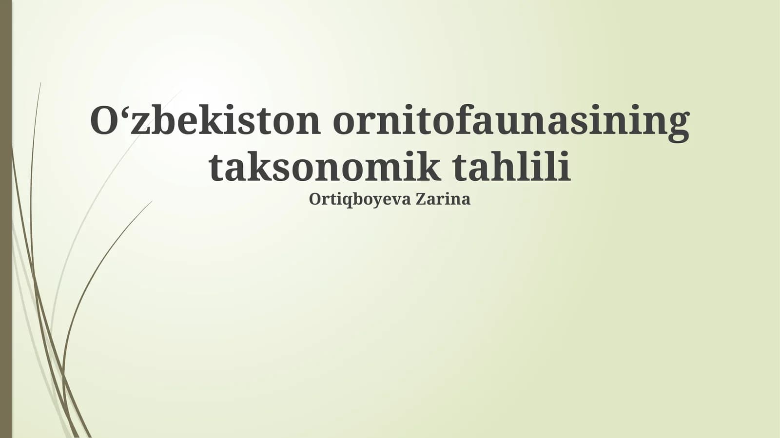 Oʻzbekiston ornitofaunasining taksonomik tahlili