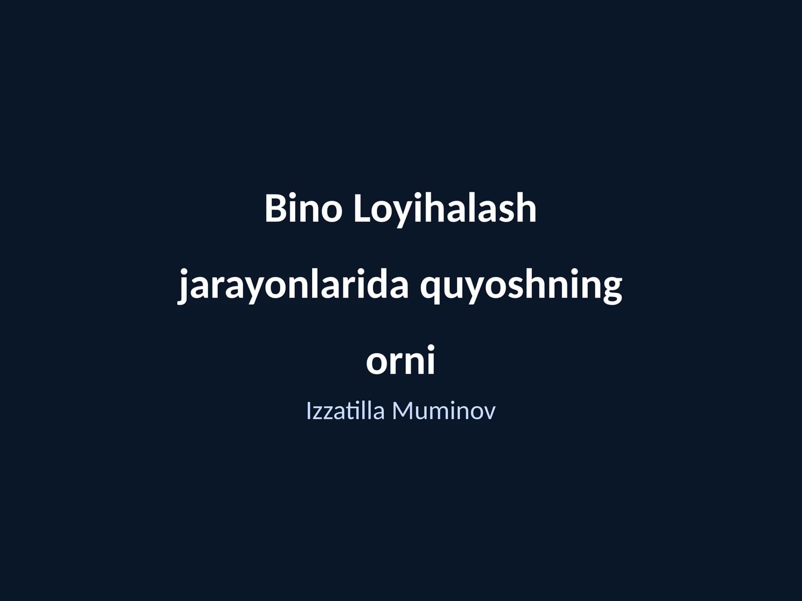 Quyoshning arxitektura uchun ahamiyati