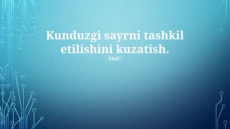 Kunduzgi sayr tashkil etish