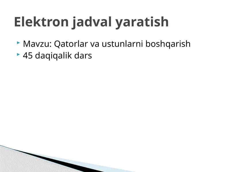 Qatorlar va ustunlarni boshqarish
