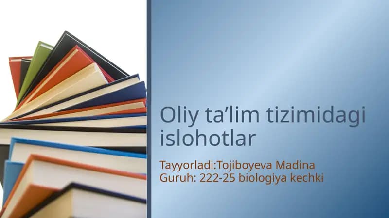 oliy talim tizimidagi islohotlar
