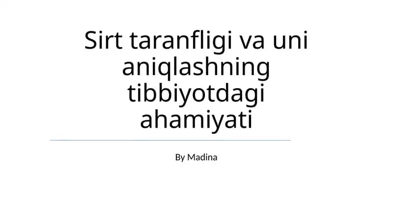Sirtuinlar Tarangligi va Uni Aniqlashning Tibbiyotdagi Ahamiyati