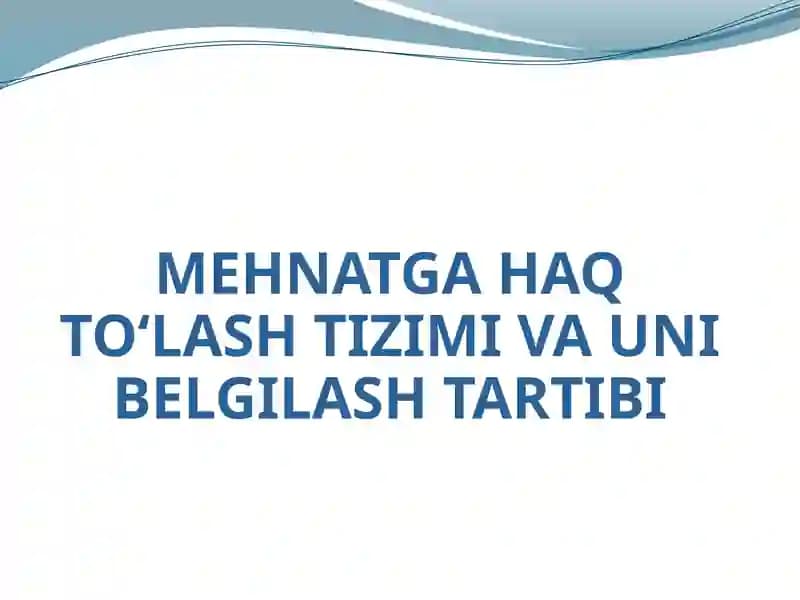 MEHNATGA HAQ TO‘LASH TIZIMI VA UNI BELGILASH TARTIBI