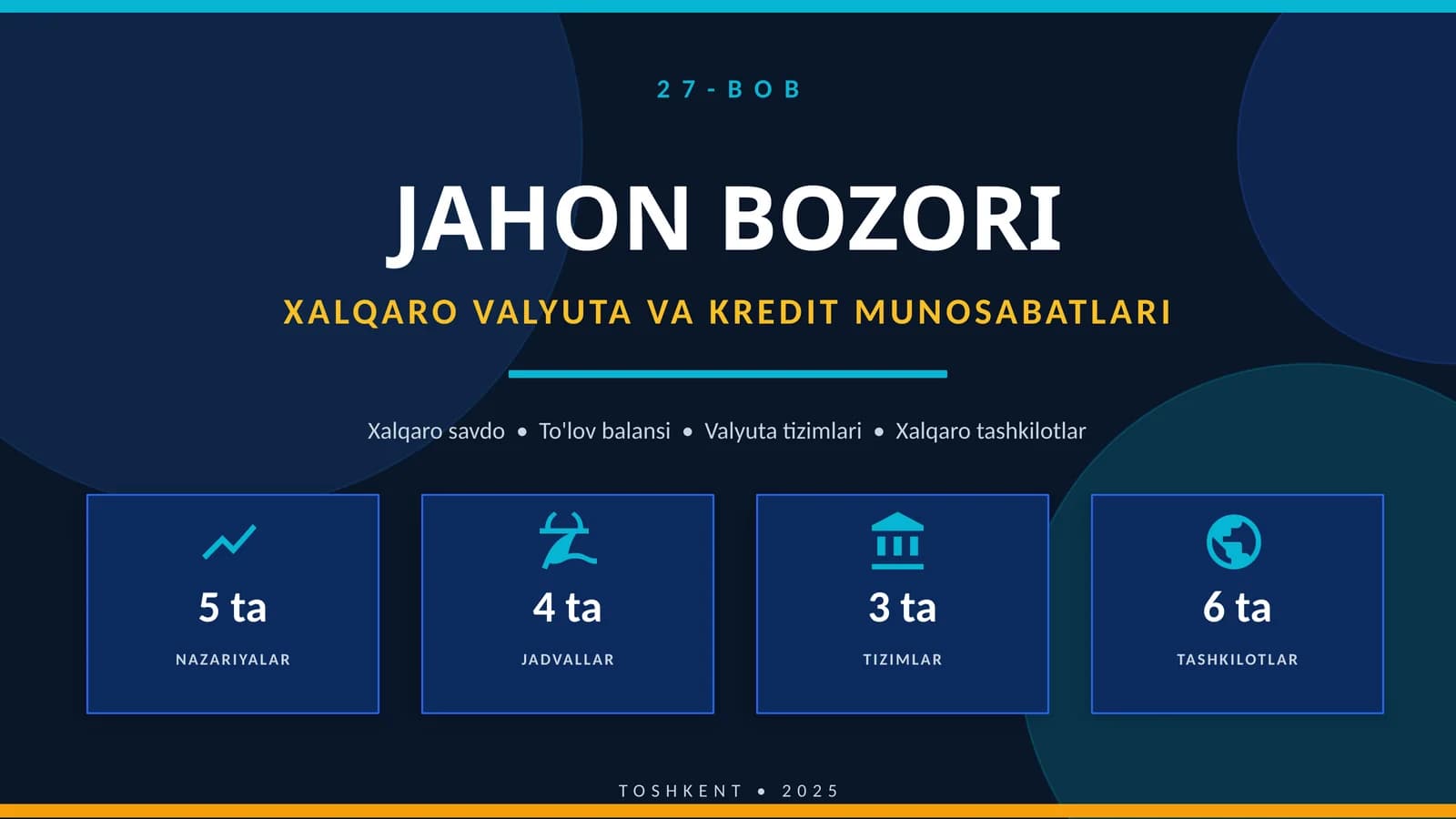 JAHON BOZORI XALQARO VALYUTA VA KREDIT MUNOSABATLARI