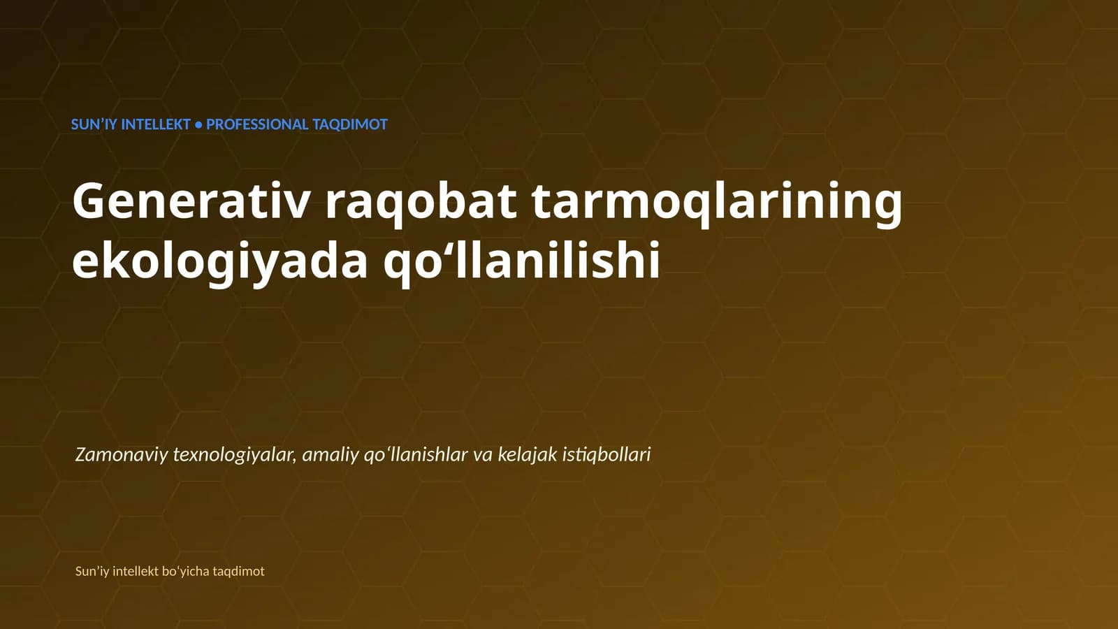 Generativ raqobat tarmoqlarining ekologiyada qoʻllanilishi