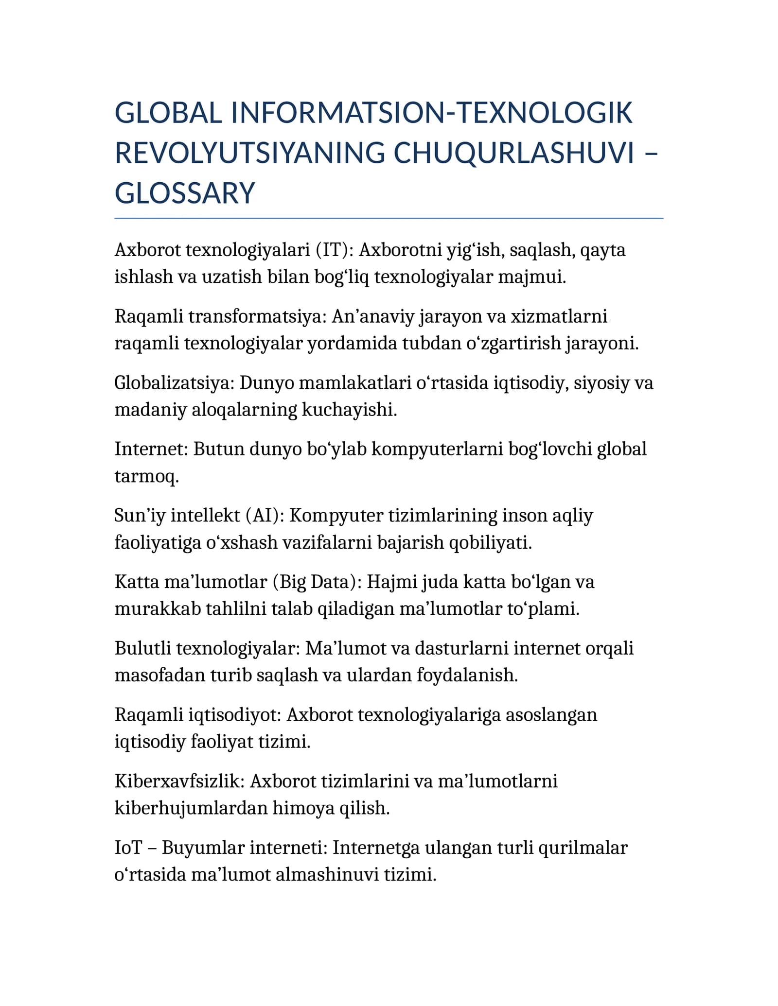 Glossary