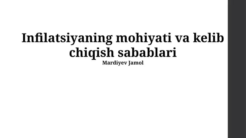 Inflatsiyaning mohiyati va kelib chiqish sabablari