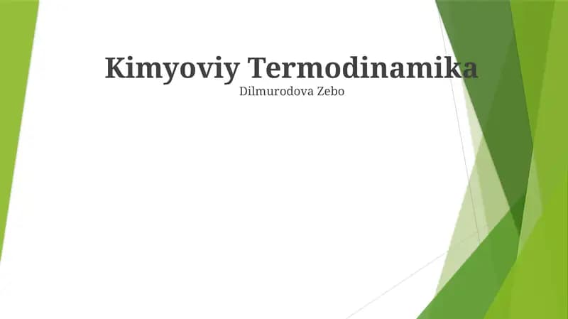 Kimyoviy Termodinamika