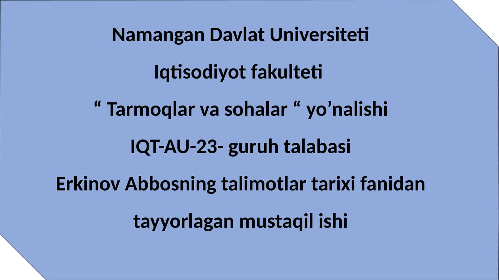 talimotlar tarixi fanidan tayyorlagan mustaqil ishi