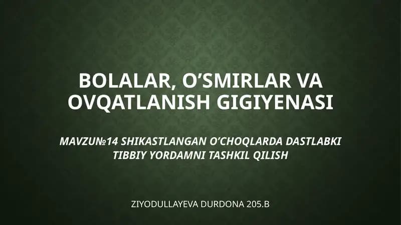 Birinchi Tibbiy Yordam Ko’rsati