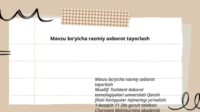Mavzu boʻyicha rasmiy axborot tayorlash