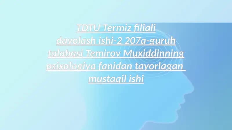 MDH davlatlardagi sogʻliqni saqlashdagi psixolog xizmatlarningva yevropa davlatlaridagi psixologiya