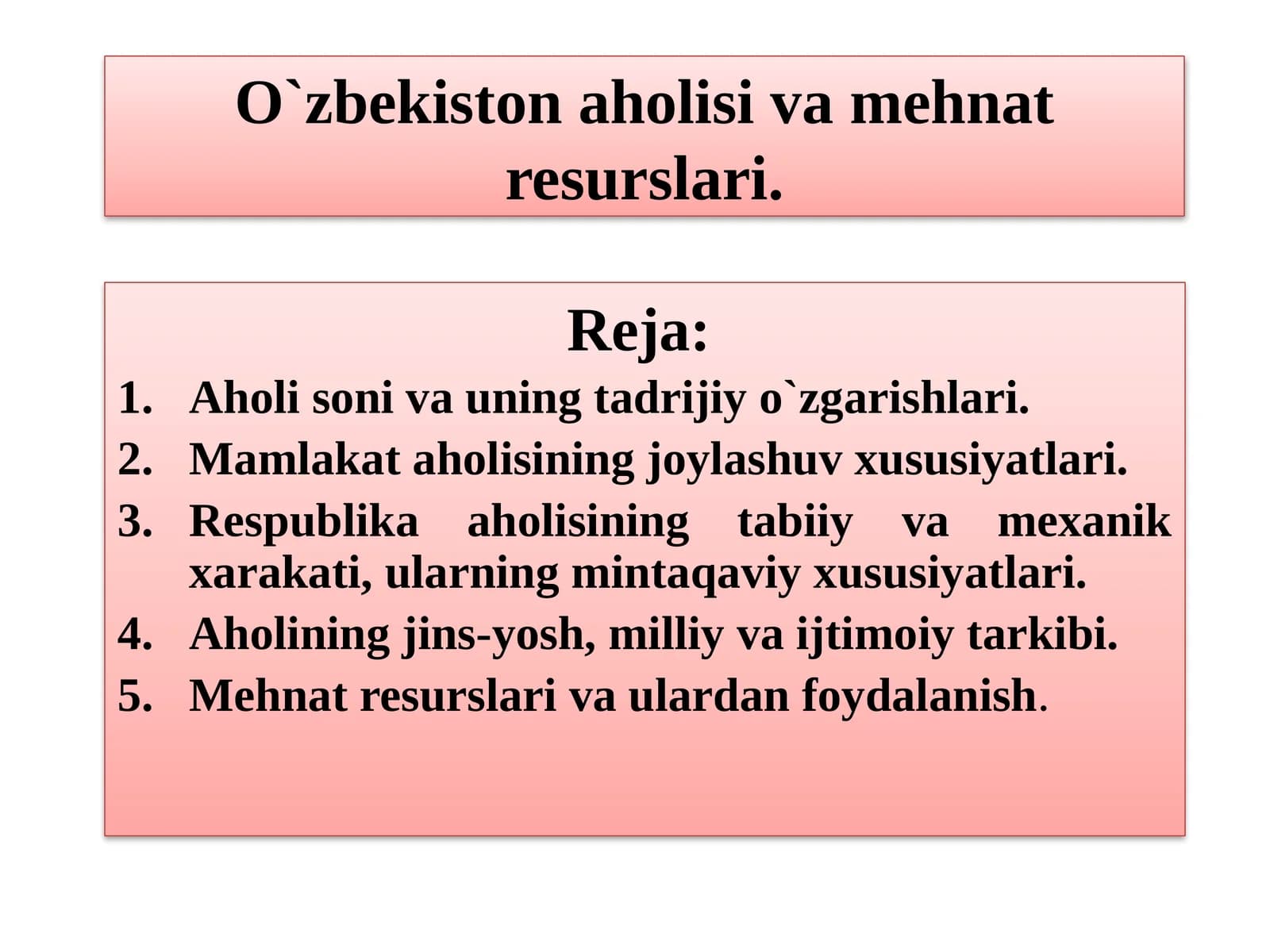 Aholi Soni va Mehnat Resurslari