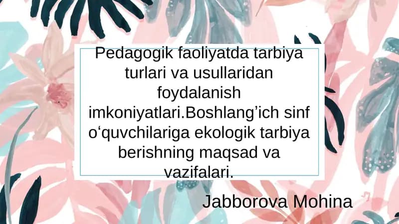 Tarbiya faoliyati