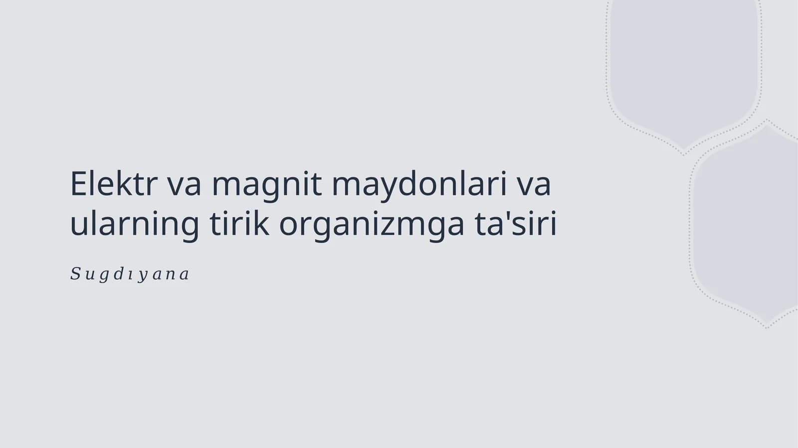 Elektr va magnit maydonlari va ularning tirik organizmga ta'siri