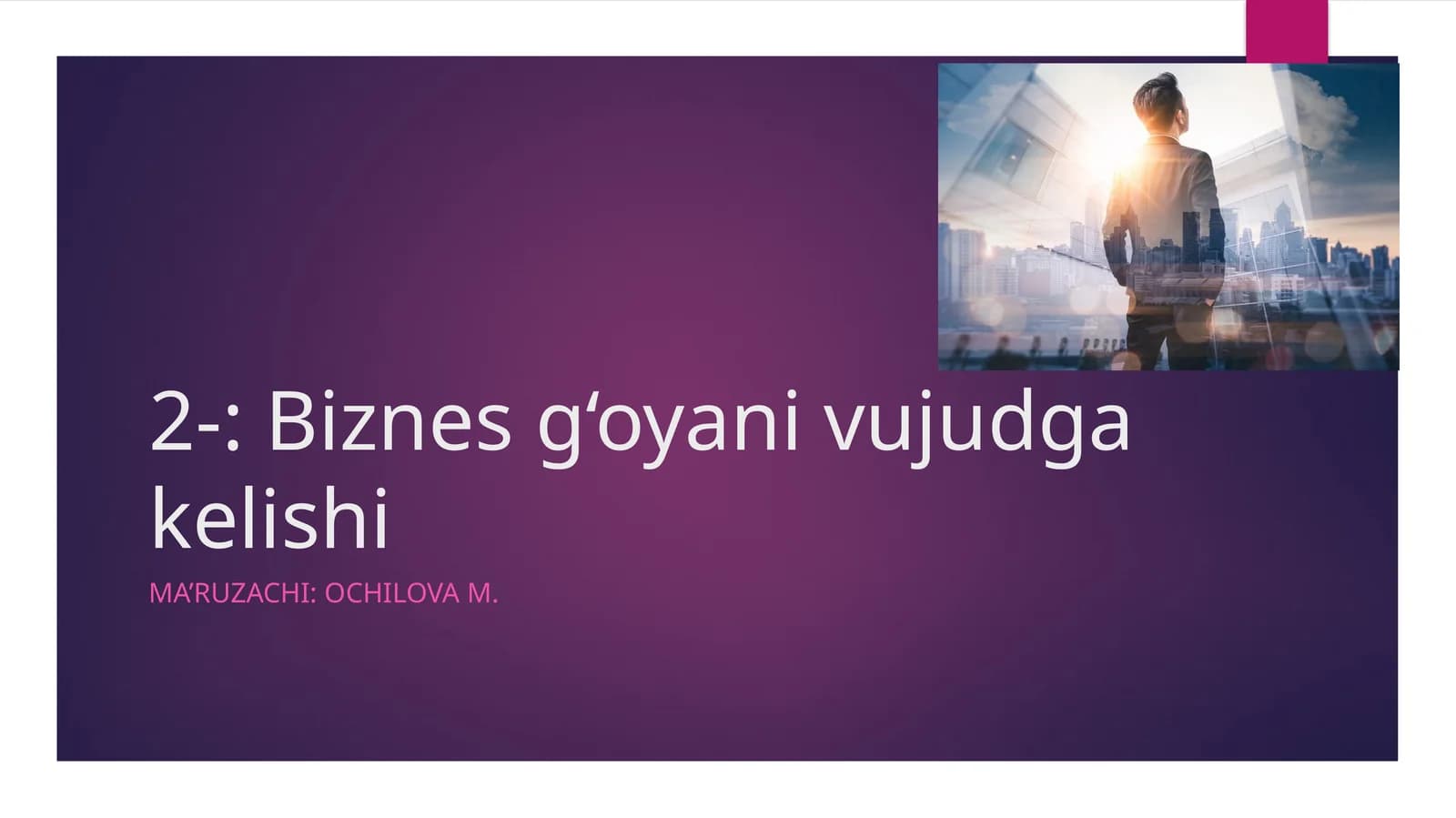Biznes g‘oyani vujudga kelishi