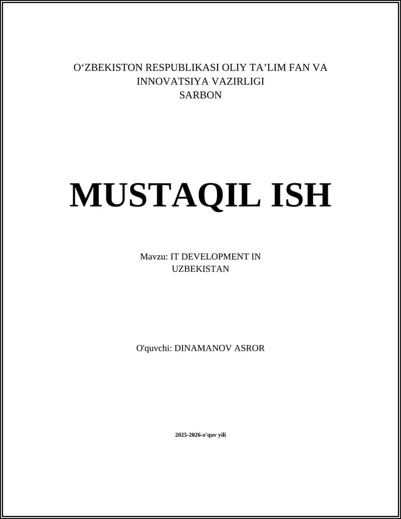 IT DEVELOPMENT IN UZBEKISTAN
