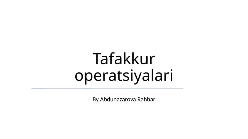 Tafakkur operatsiyalari