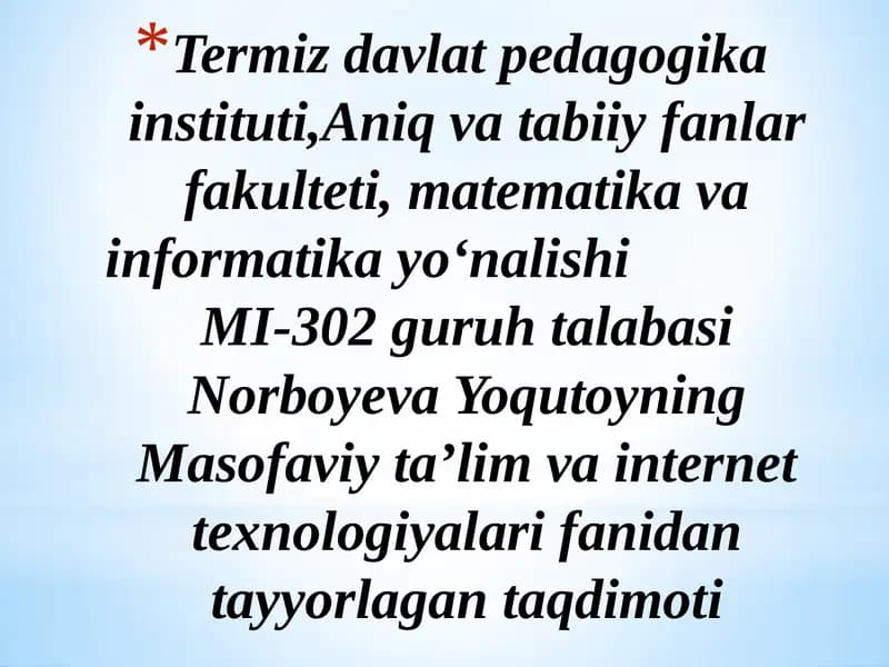 O'zbekistonda masofaviy ta'limning shakllanishi va rivojlanish istiqbollari