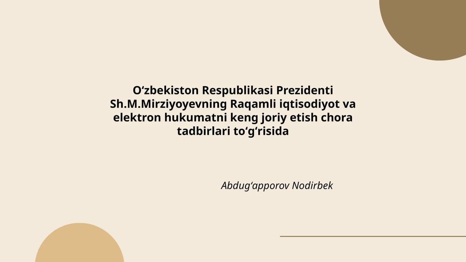 Raqamli iqtisodiyot va elektron hukumatni keng joriy etish chora tadbirlari