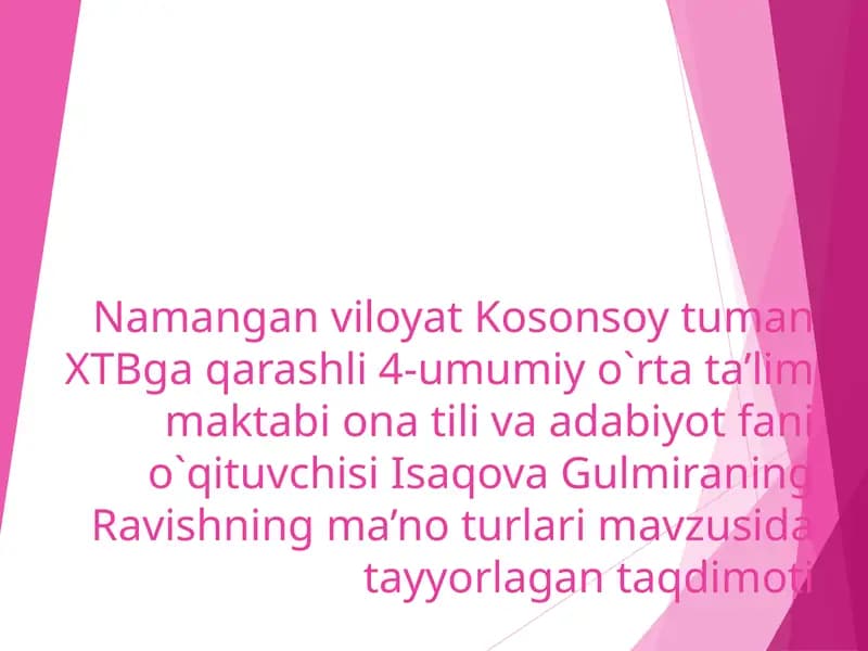 Ravishning ma’no turlari