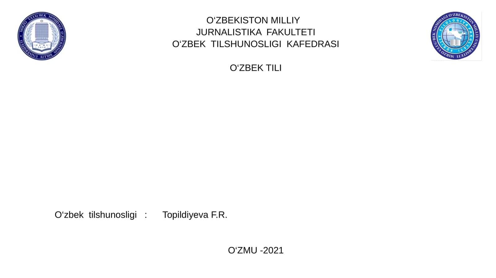 O‘zbek Tilshunosligi