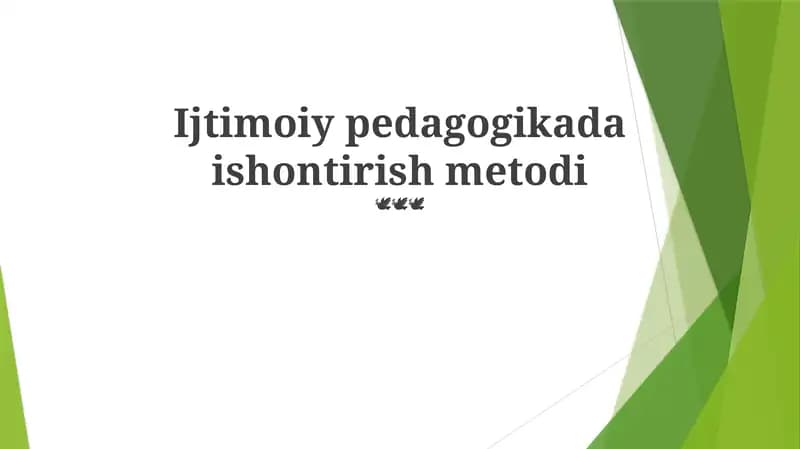 Ijtimoiy pedagogikada ishontirish metodi