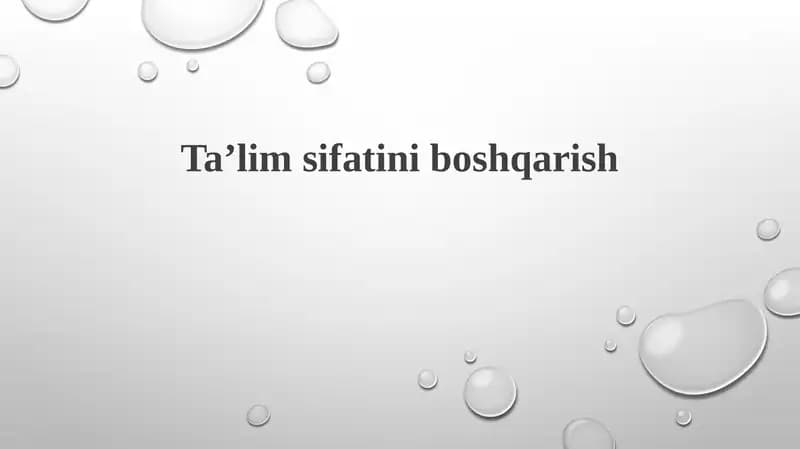 Taʼlim sifatini boshqarish